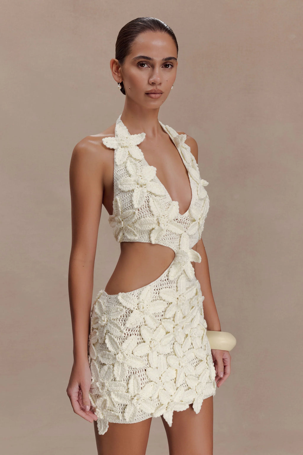 Jaylene Floral Crochet Mini Dress - White
