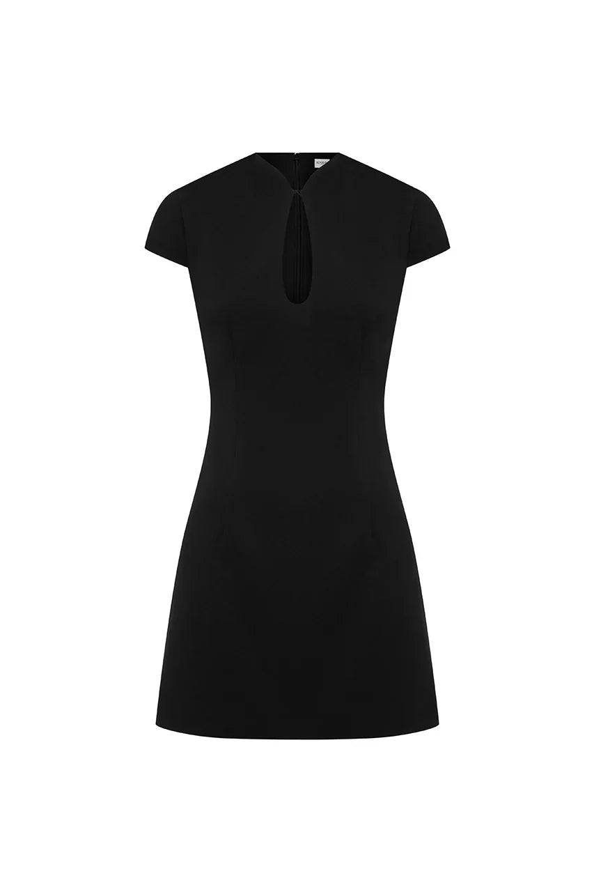 Vieno Keyhole Fitted Mini Dress - Black