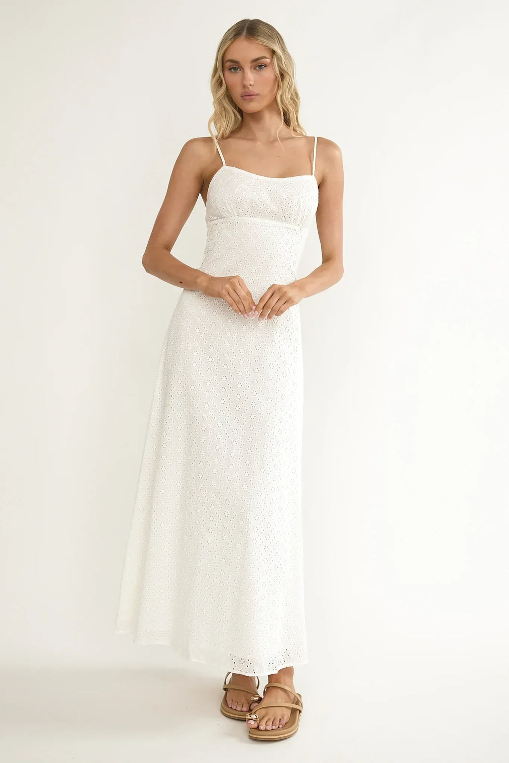 Naysha Eyelet Embroidery Maxi Dress