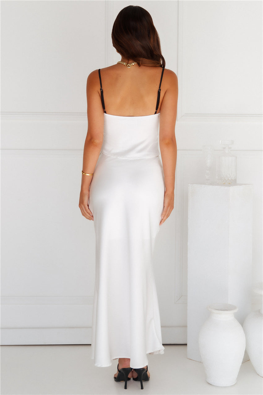 Enchanting Muse Satin Crop Top White
