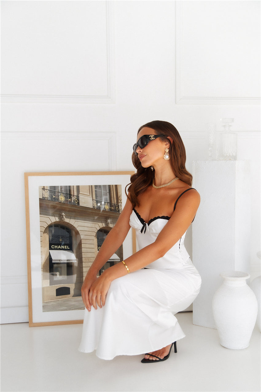 Enchanting Muse Satin Crop Top White