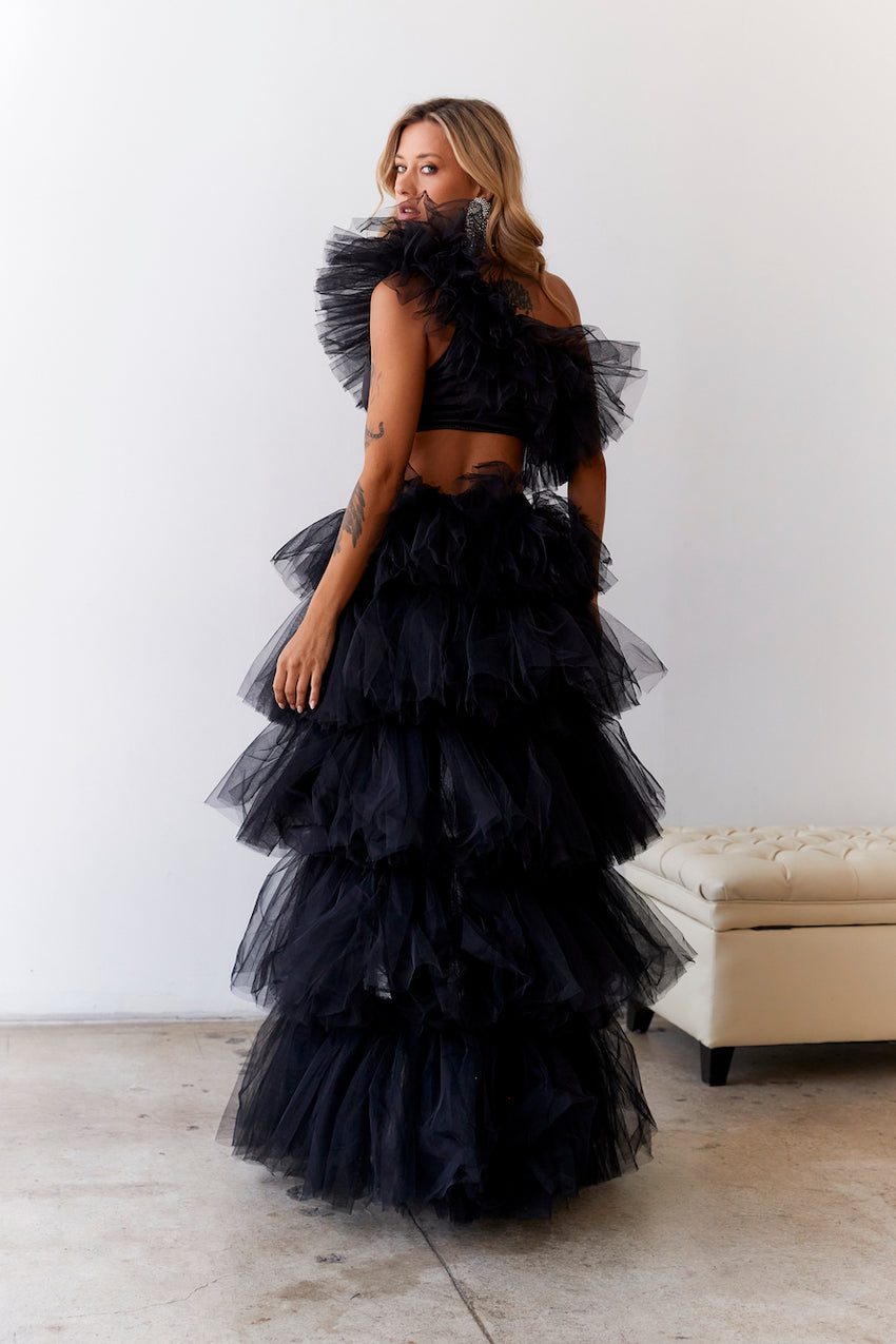 HELLO MOLLY Drinks On The House Tulle Top Black