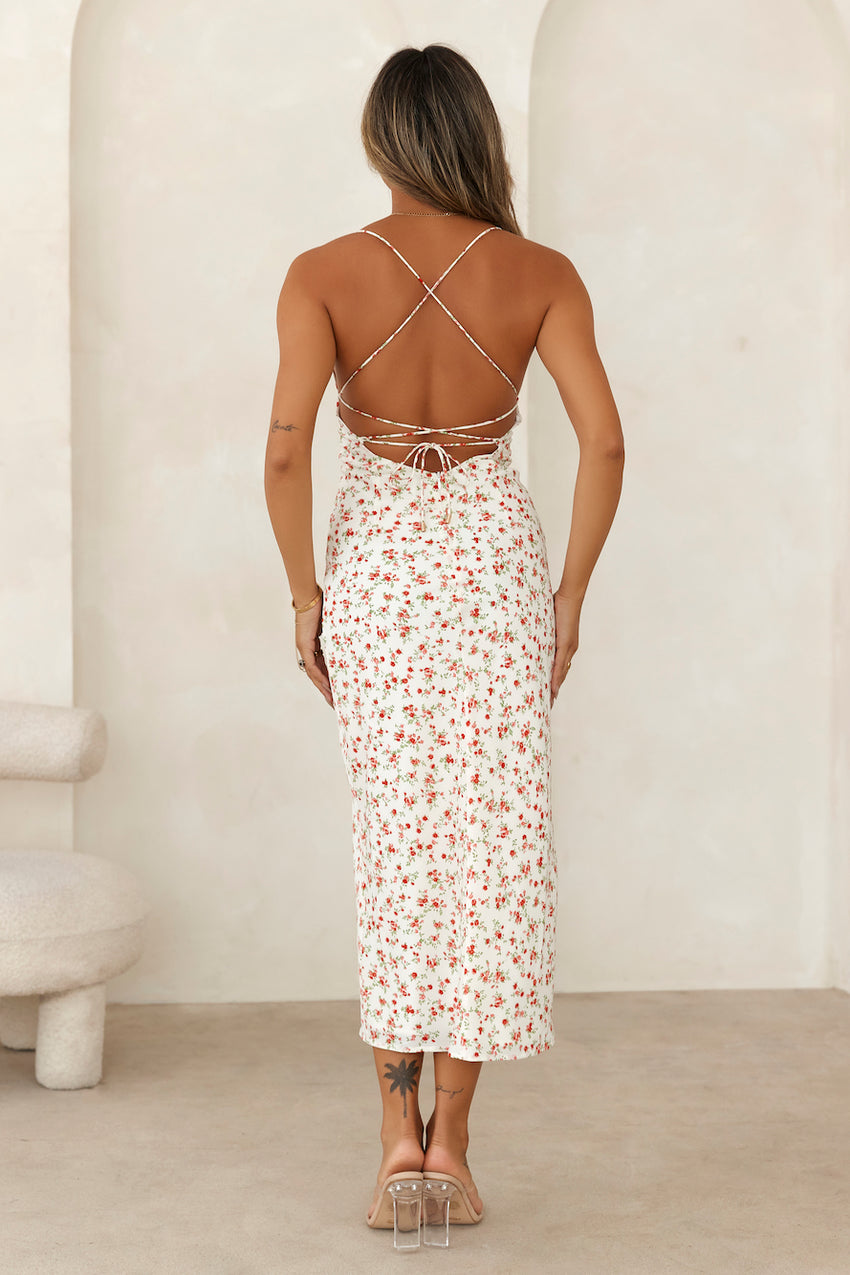 HELLO MOLLY Dreamy Eiffel Tower Date Midi Dress White