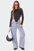 Lucille Bow Low Rise Baggy Jeans