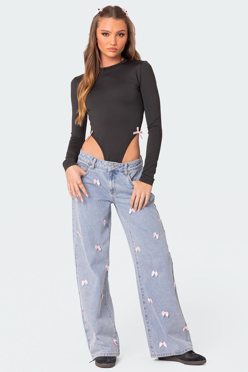 Lucille Bow Low Rise Baggy Jeans