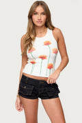 Wild Flowers Ribbed Tank Top