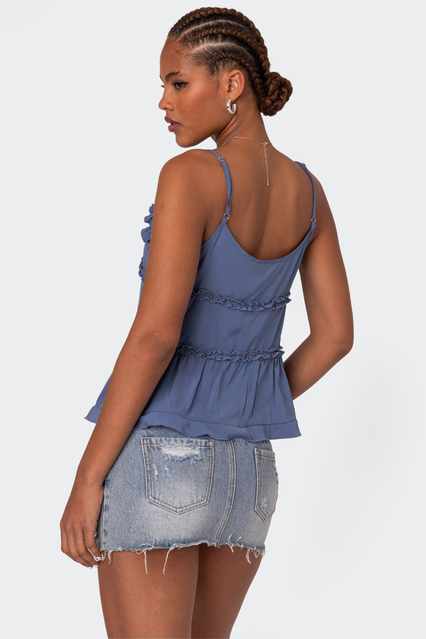 Juniper Tie Front Ruffled Top