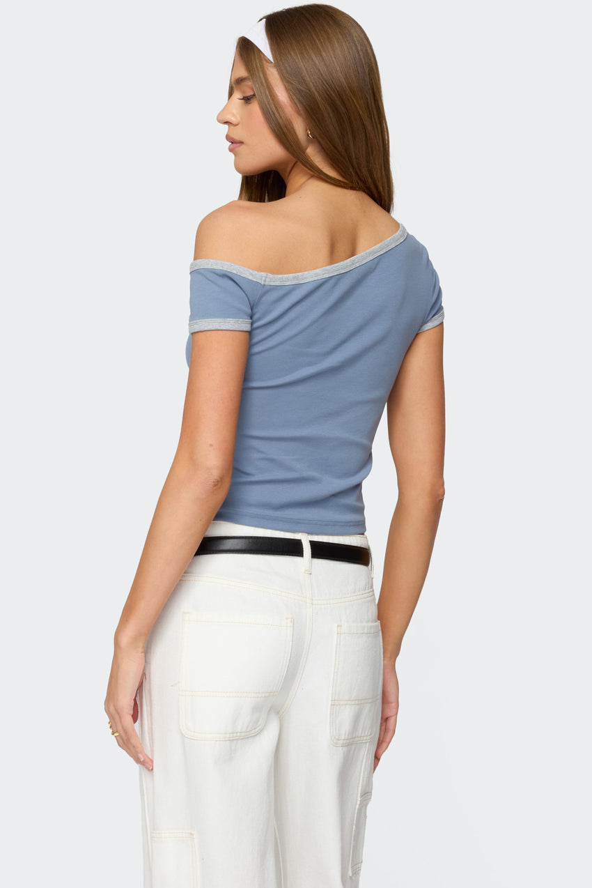 Lorna Contrast Off Shoulder Top