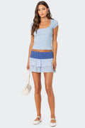 Double Gingham Ruffled Mini Skirt