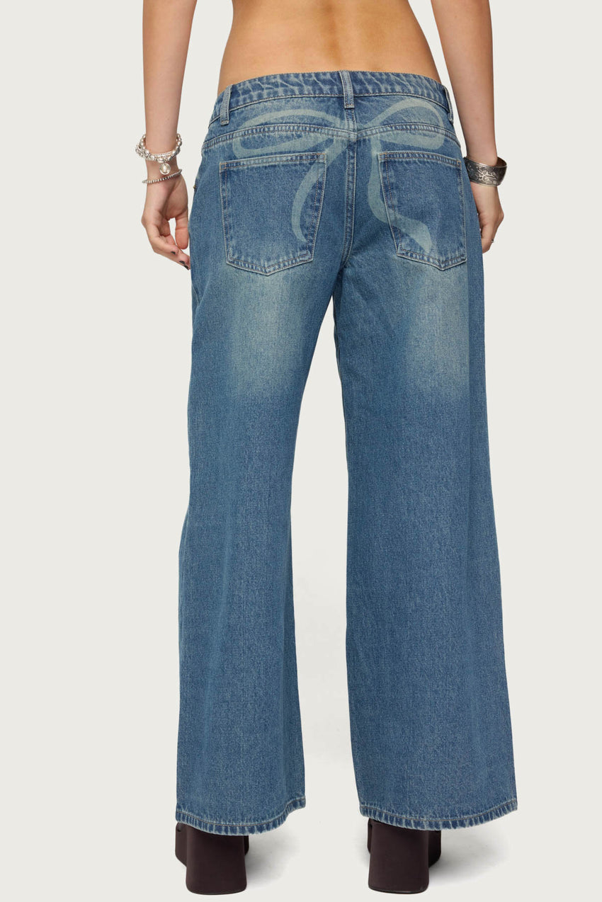 Petite Vyxen Vintage Washed Low Rise Baggy Jeans