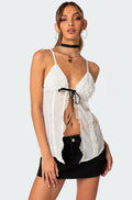 Linette Lacey Sheer Split Front Top