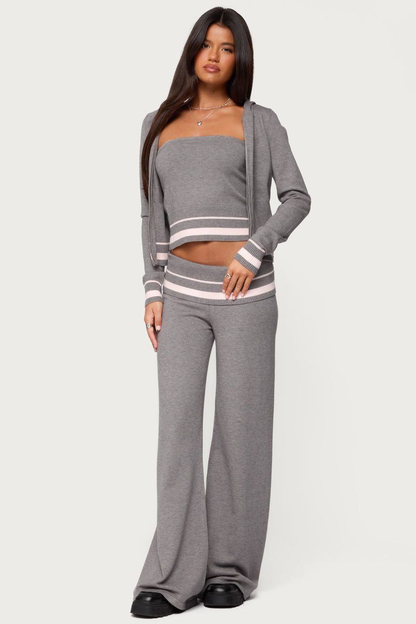 Kaliya Stripey Knit Zip Up Hoodie