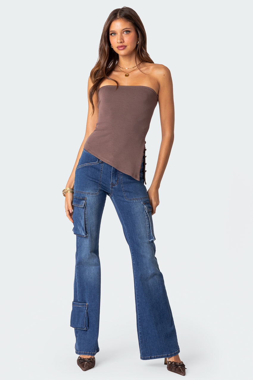 Roslyn Low Rise Flared Cargo Jeans