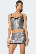 Revel Lace Trim Sequin Tank Top