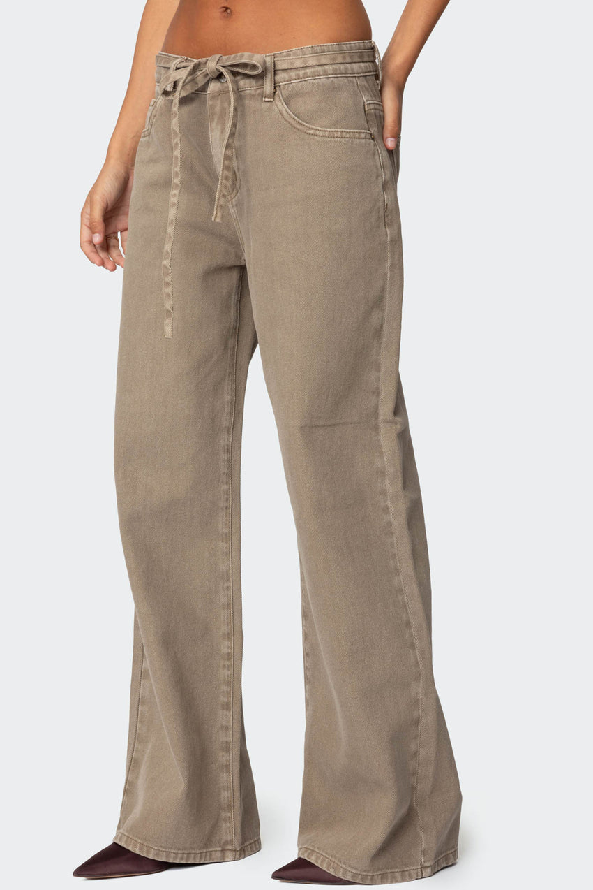 Hudson Tie Belt Low Rise Baggy Jeans