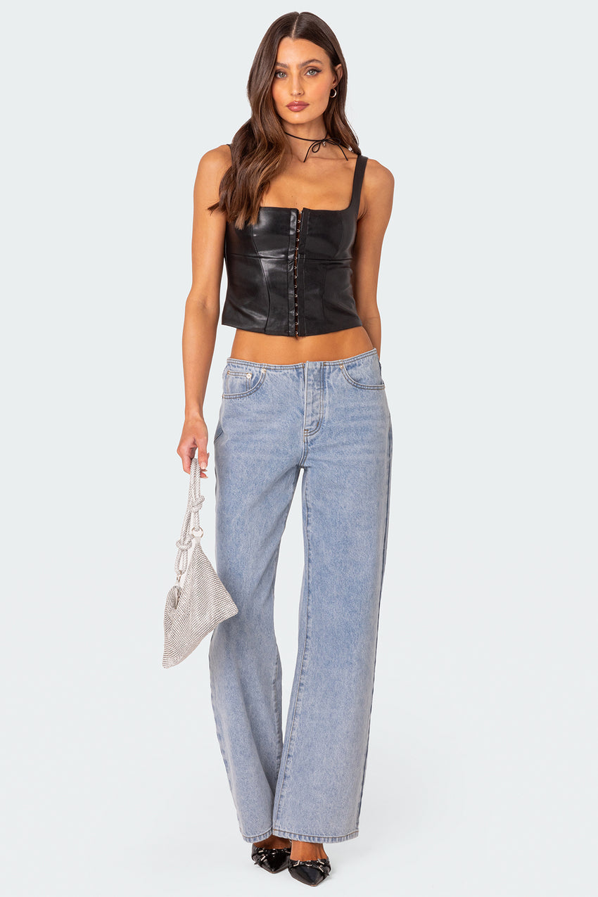 No Waistband Low Rise Baggy Jeans