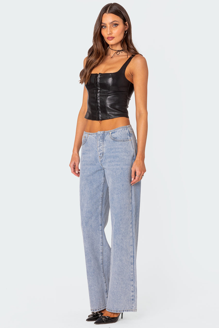 No Waistband Low Rise Baggy Jeans