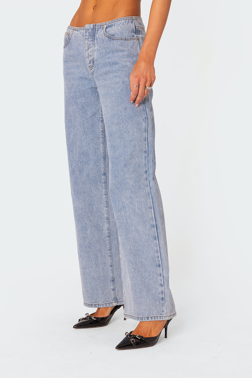 No Waistband Low Rise Baggy Jeans