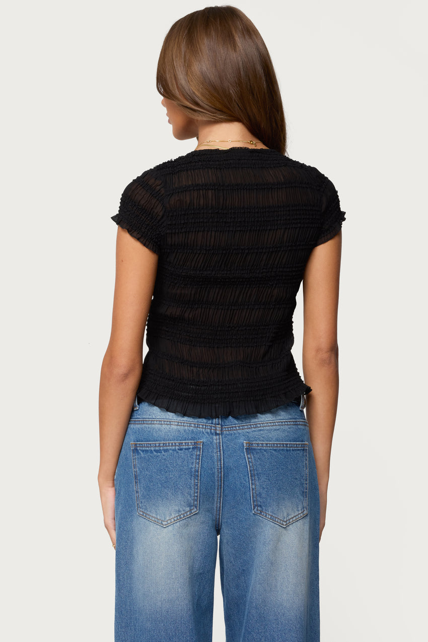 Filipa Sheer Chiffon Scrunch Top