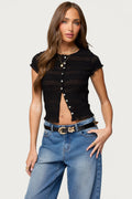 Filipa Sheer Chiffon Scrunch Top