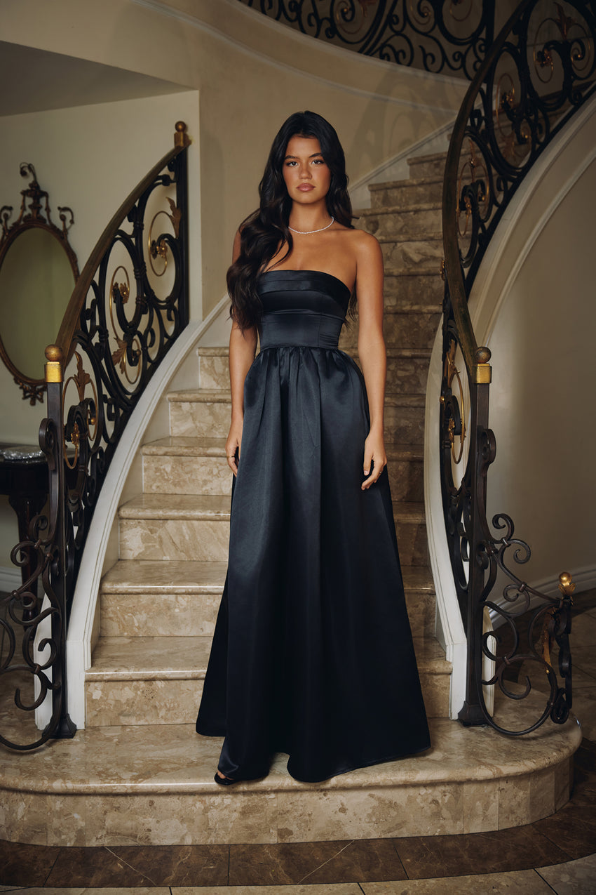Elegance In Motion Strapless Maxi Dress Black