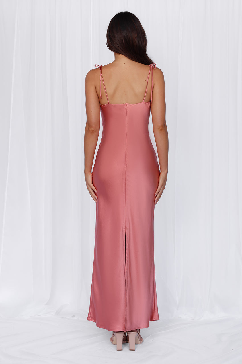 HELLO MOLLY The Penelope Cowl Satin Maxi Dress Rose