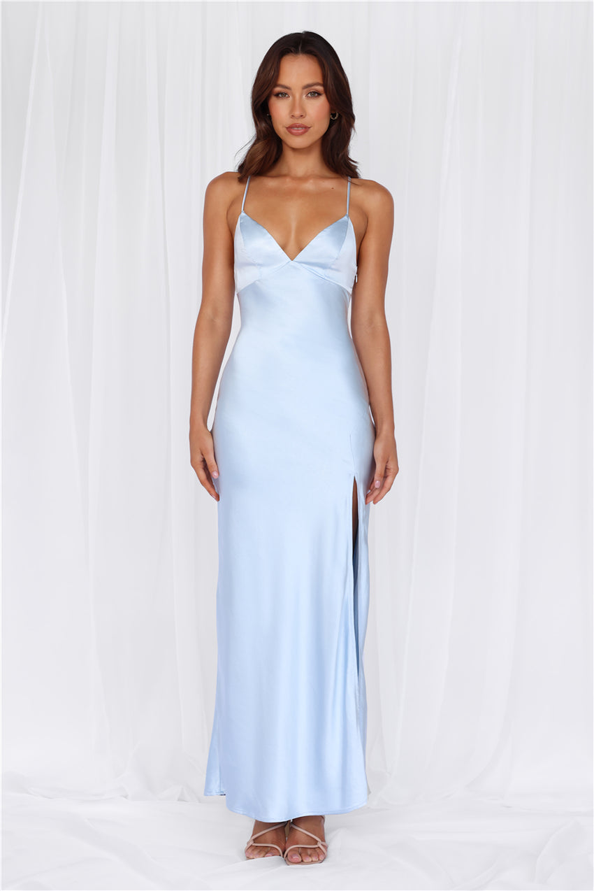 HELLO MOLLY The Sophia Satin Maxi Dress Blue
