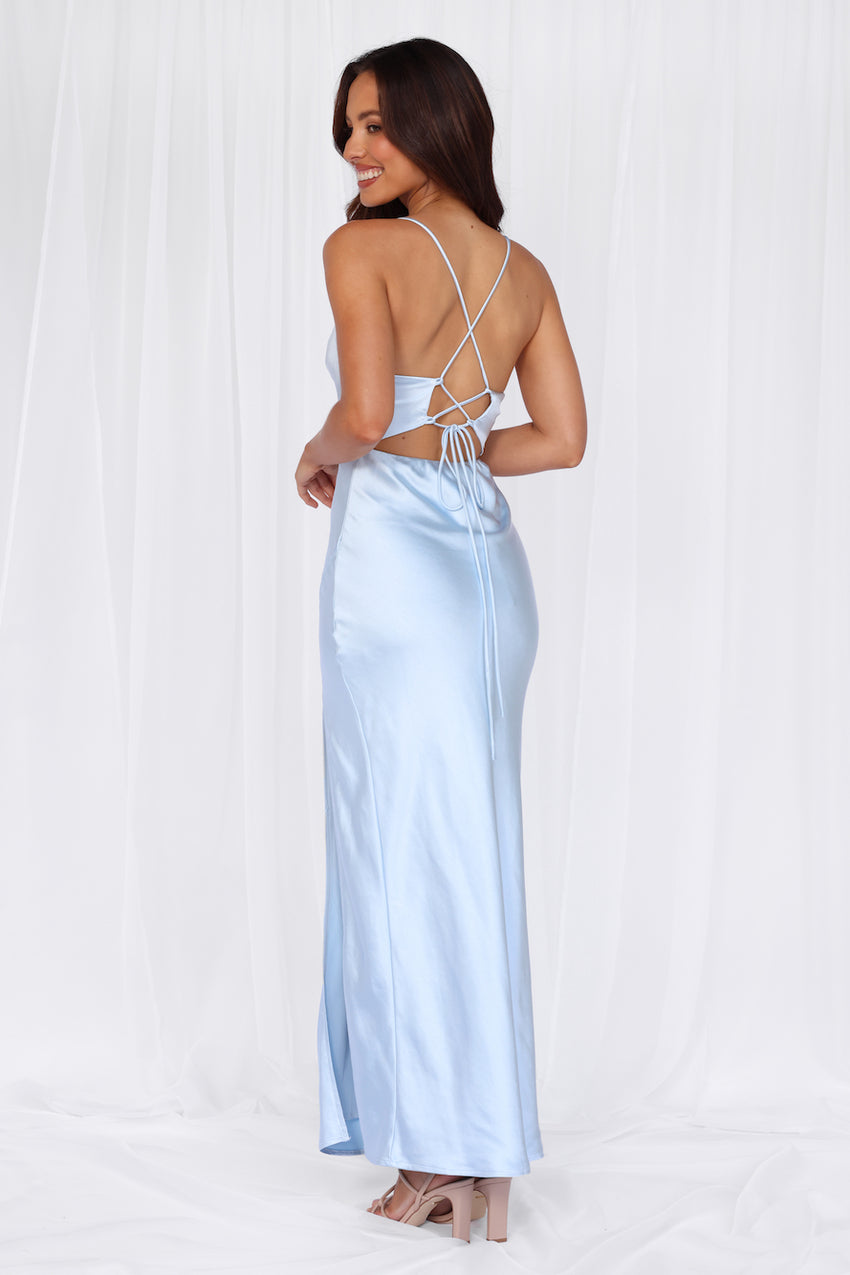 HELLO MOLLY The Sophia Satin Maxi Dress Blue