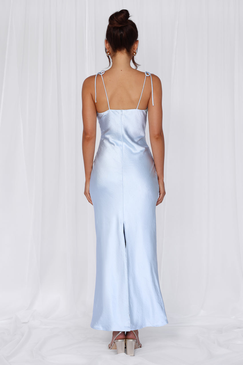 HELLO MOLLY The Penelope Cowl Satin Maxi Dress Blue