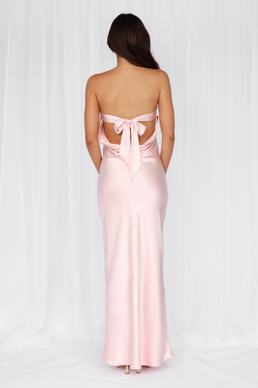 HELLO MOLLY The Felicity Strapless Satin Maxi Dress Pink