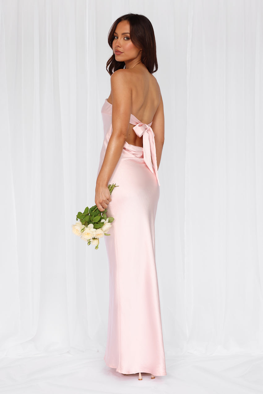 HELLO MOLLY The Felicity Strapless Satin Maxi Dress Pink