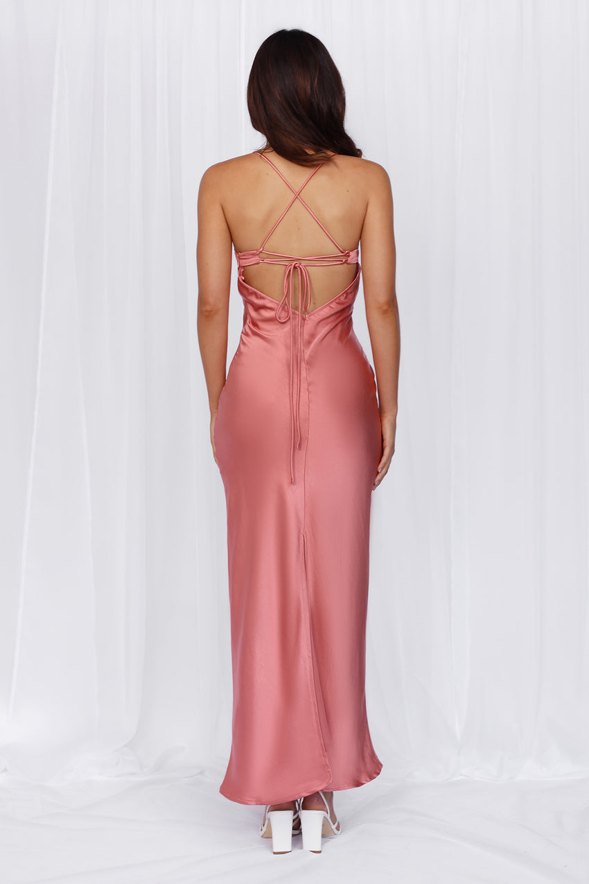 HELLO MOLLY The Samara Satin Maxi Dress Rose