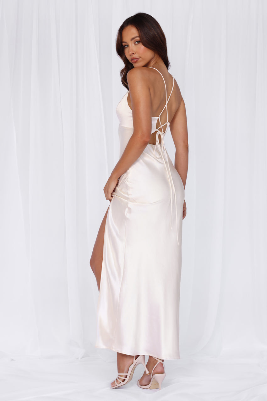HELLO MOLLY The Sophia Satin Maxi Dress Pearl