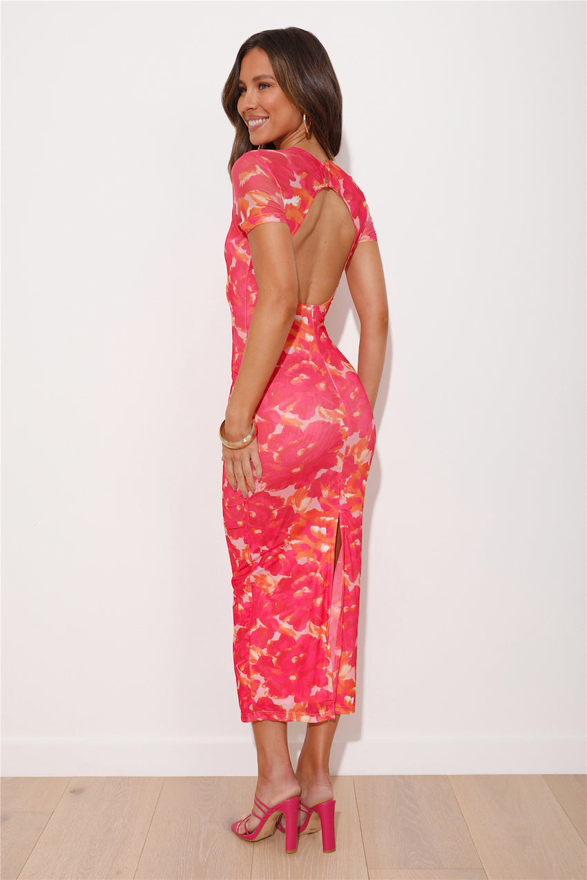 Girl Is Bright Mesh Maxi Dress Pink