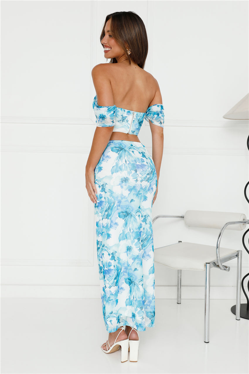 Let's Coordinate Mesh Crop Top Blue
