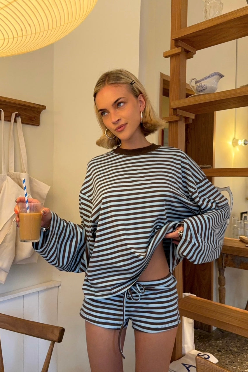 Bloom Long Sleeve Top Chocolate Stripe