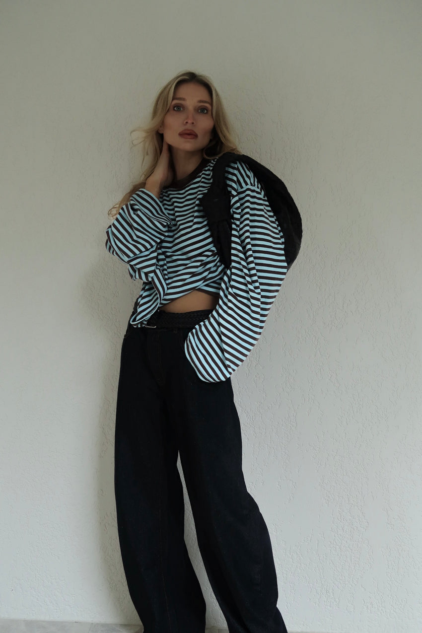 Bloom Long Sleeve Top Chocolate Stripe