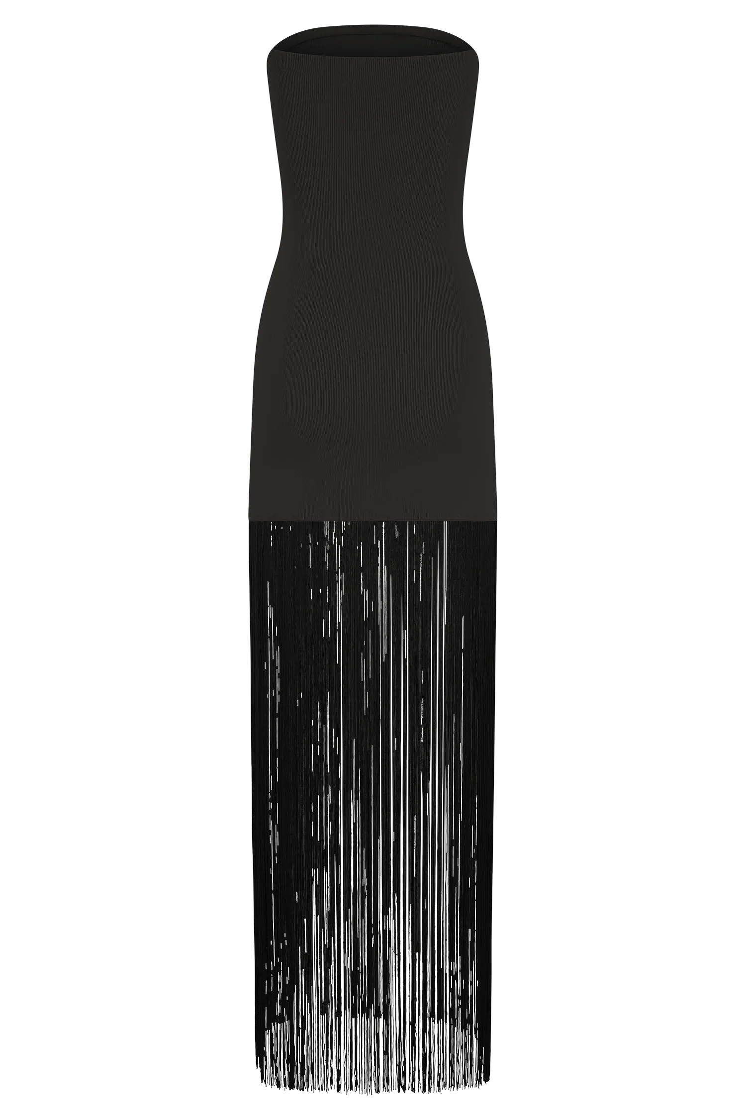 Koah Fringe Bandage Knit Maxi Dress - Black