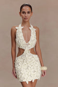 Jaylene Floral Crochet Mini Dress - White