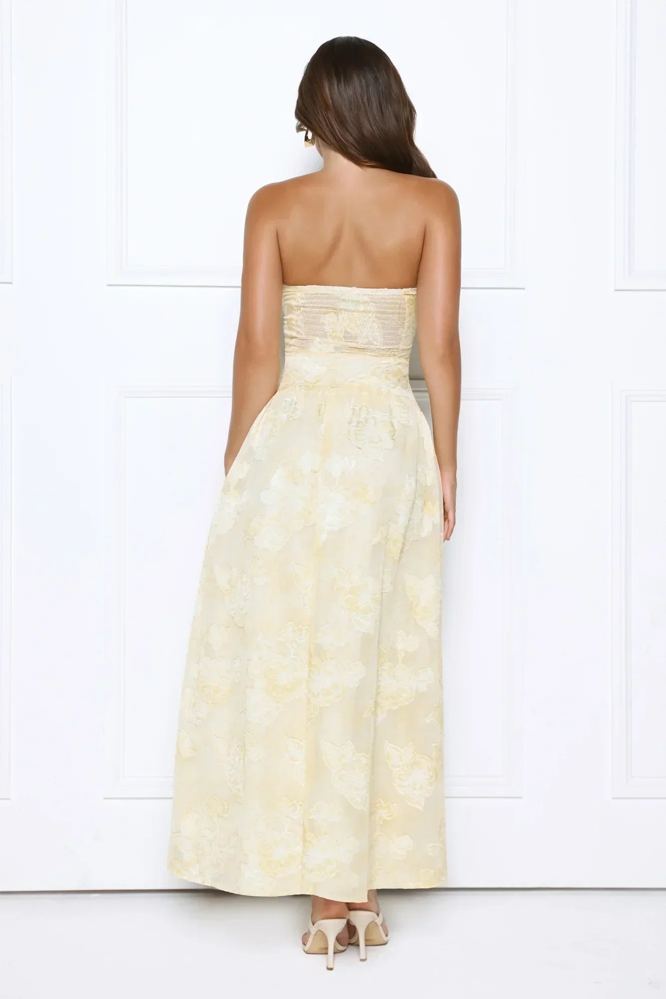 Gorgeous Temptation Strapless Maxi Dress Yellow