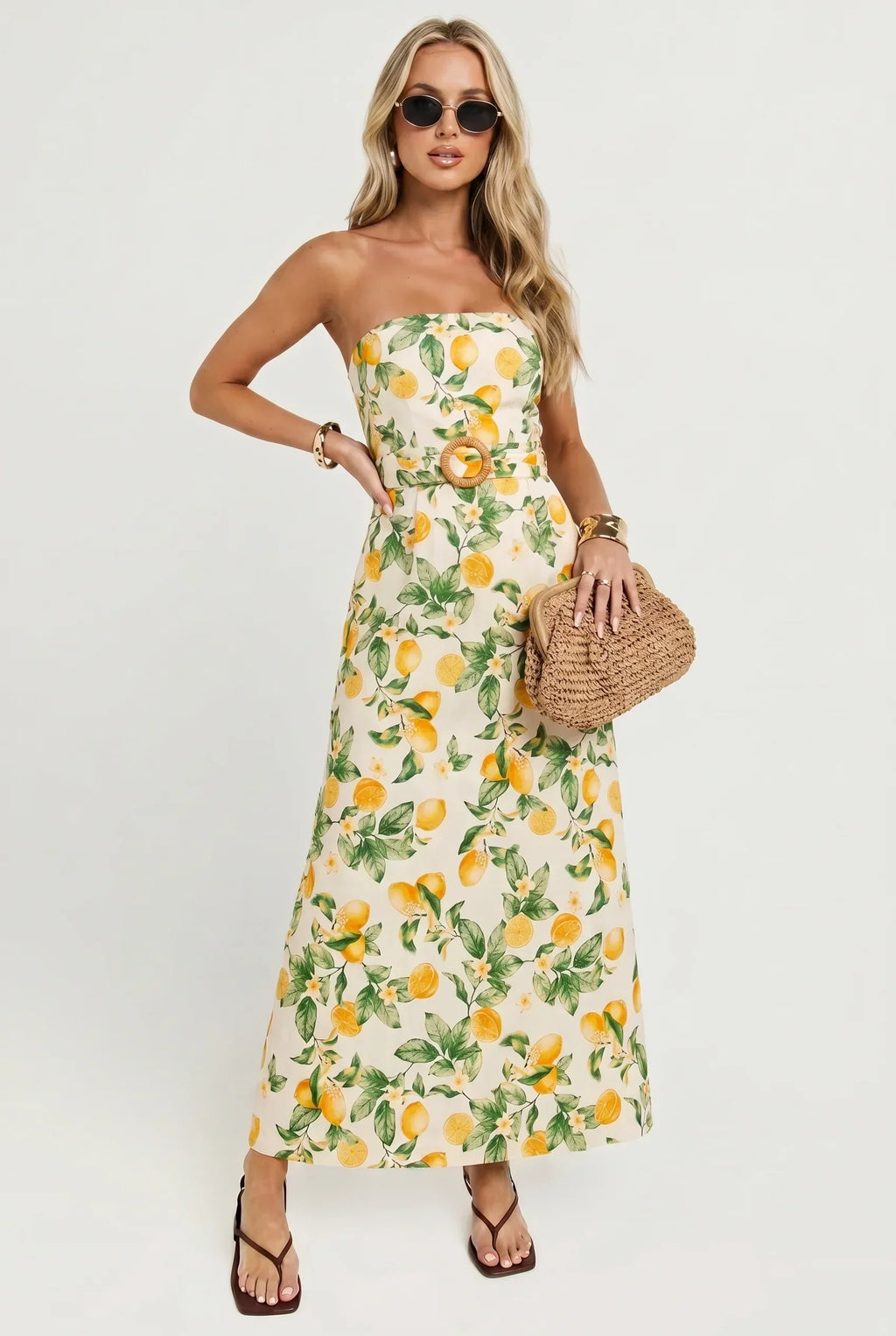 Villa Citrus Belted Maxi Dress