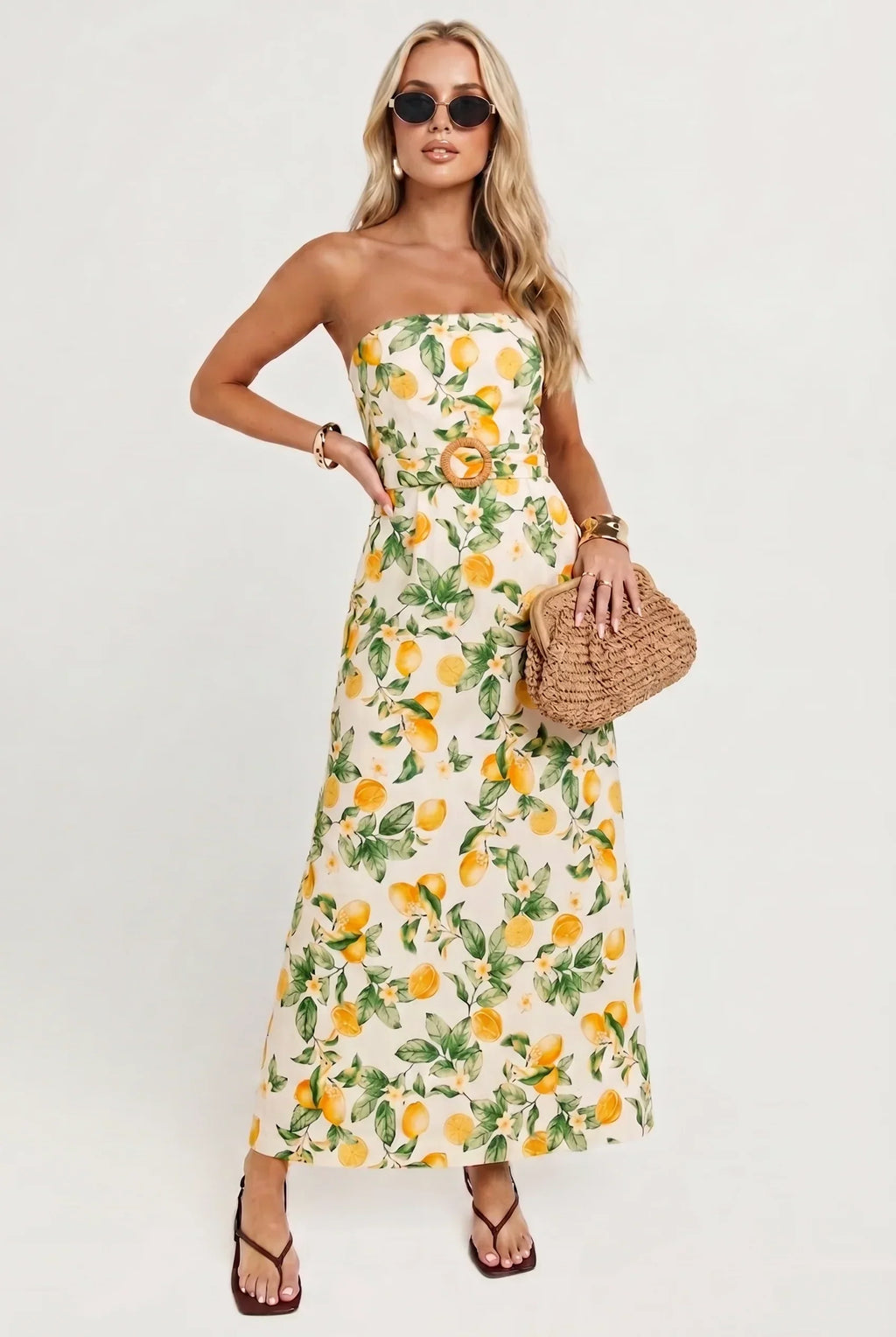 Villa Citrus Belted Maxi Dress