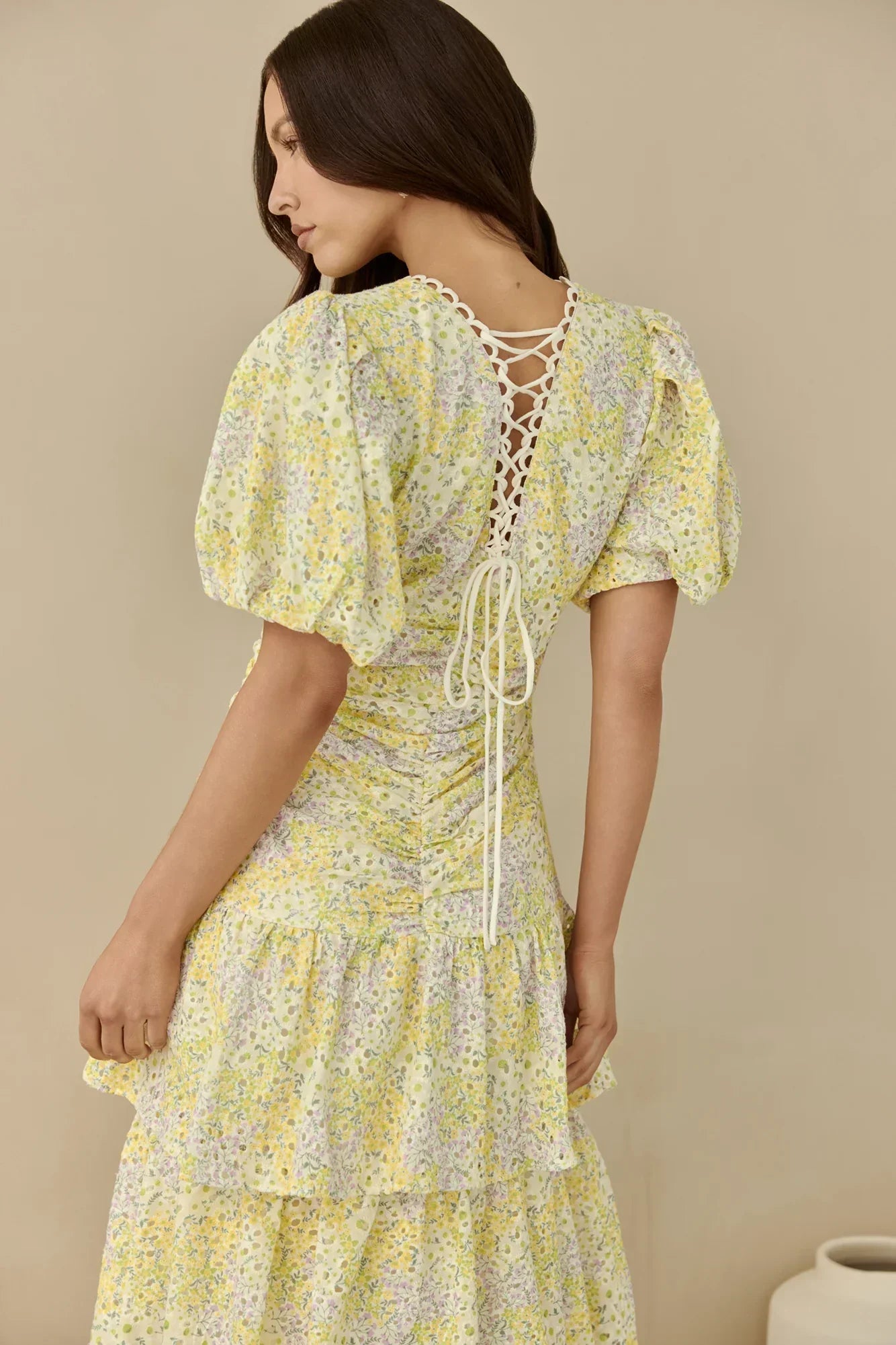Corinna Tiered Maxi Dress Lemon