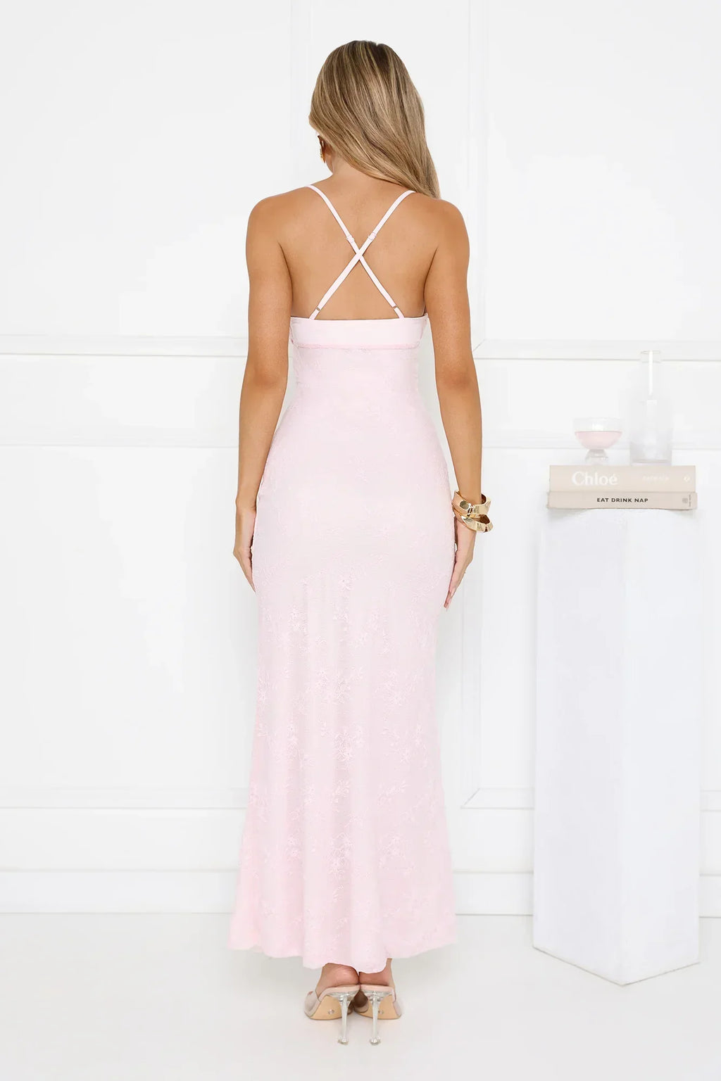 Love Bitten Lace Maxi Dress Pink