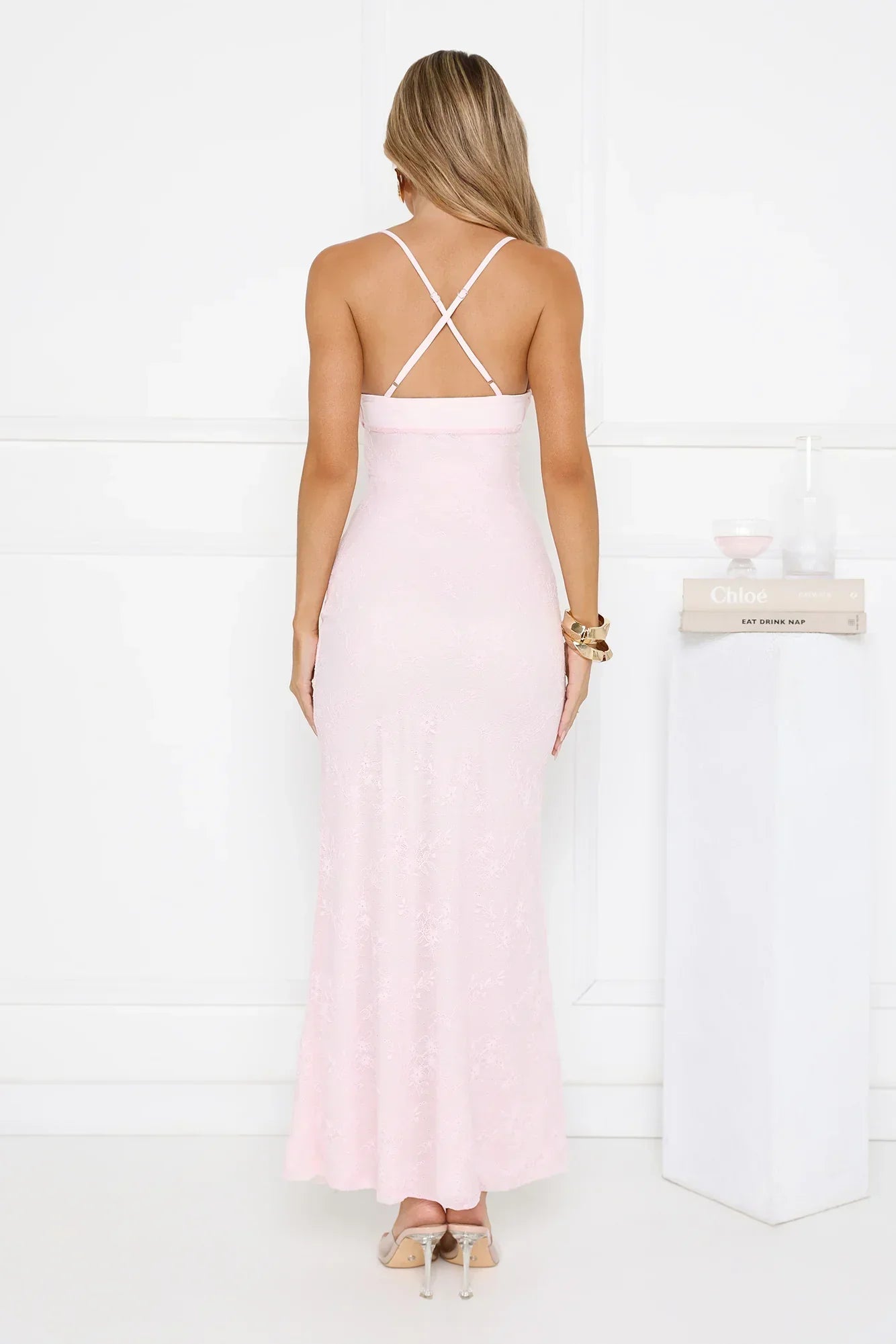 Love Bitten Lace Maxi Dress Pink