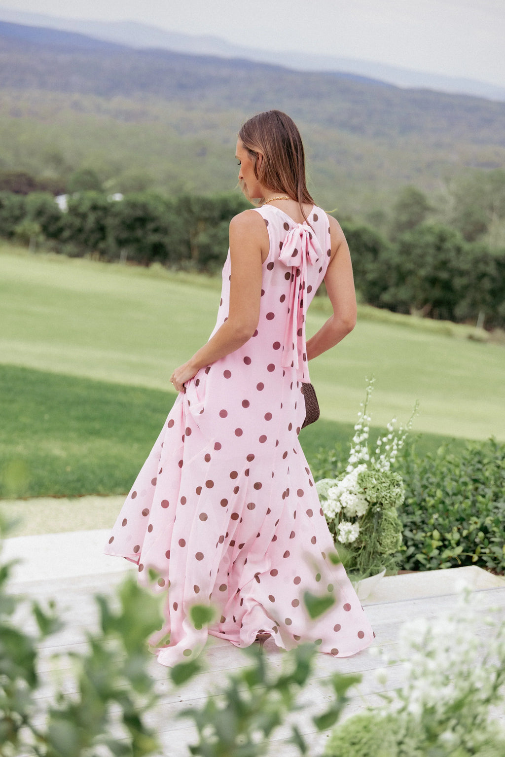 Keani Maxi Dress - Pink Polka Dot