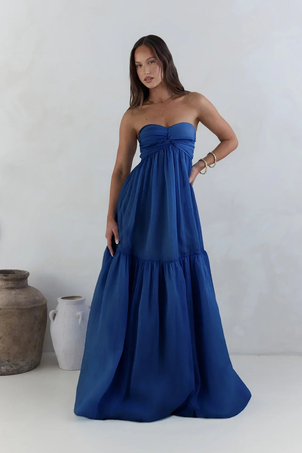 Unforgettable Style Strapless Maxi Dress Navy