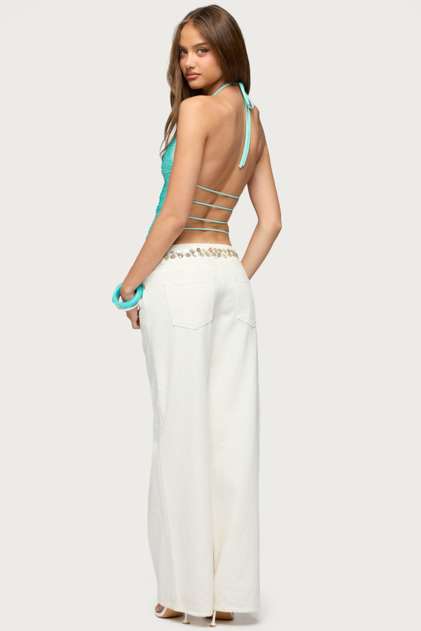 Bree Fringed Backless Halter Top