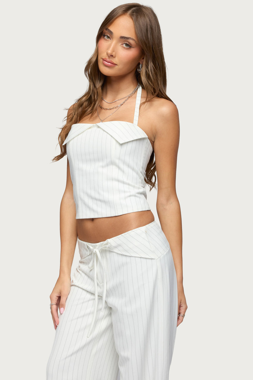Parker Pinstripe Halter Top