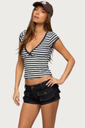 Laia Striped V Neck T Shirt